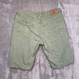 Akademiks Jeanius Mens Distressed Patchwork Denim Shorts Olive Green Relaxed 40